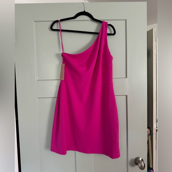 BHLDN Emilia One-Shoulder Stretch Crepe Mini - Picture 2 of 4